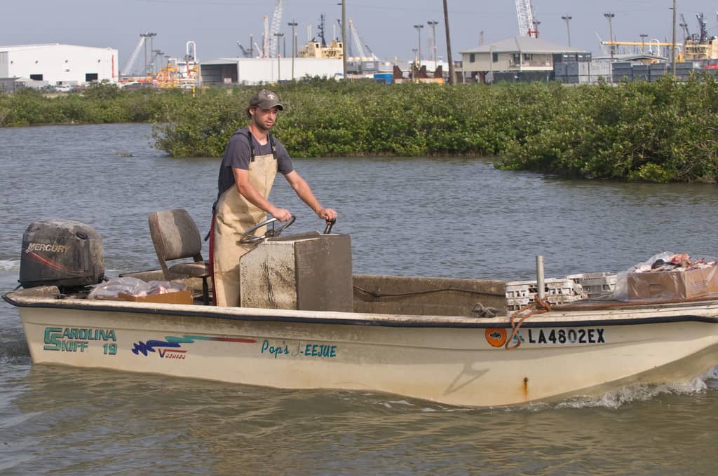 Cody Fonseca, Laforche, LA, sets out for a day of crabbing. USEPA photo by Eric Vance